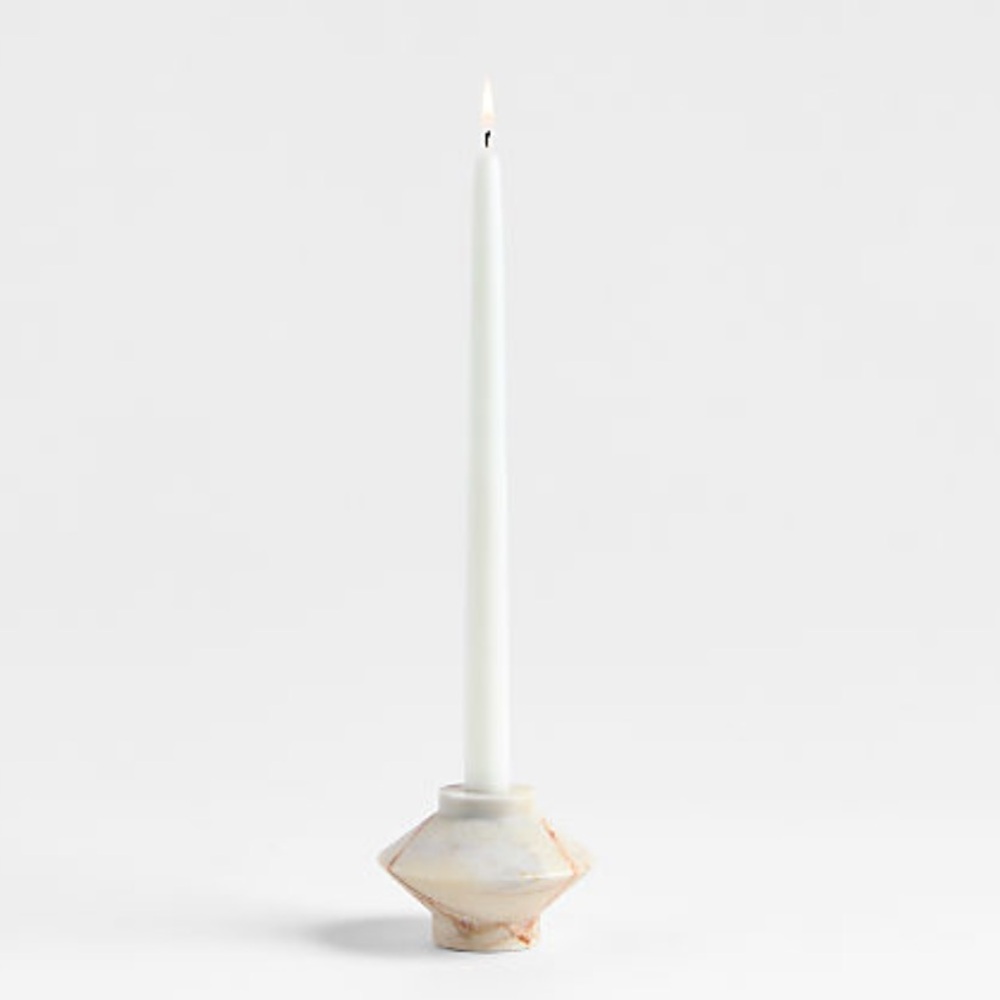 New! Crate&Barrel Ivory Pinkie Marble Candle Holder - Picture 4 of 5